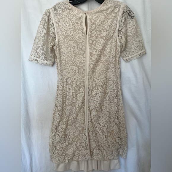 Zara Cream Floral Lace Fitted Dress size L - Picture 2 of 8